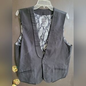 Armani Exchange Black and White Vest With Snakeskin Detail, Size XL